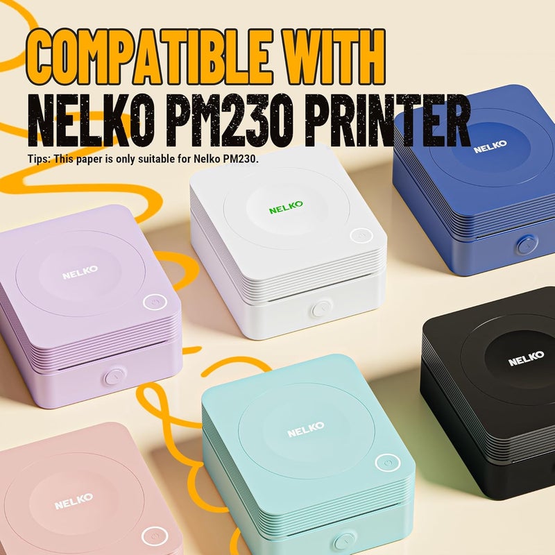 Nelko Genuine Self-Adhesive Thermal Printer Stickers, Compatible with PM230 Mini Sticker Printer, Black on White, 54mmx3.5m, 3 Rolls, Transparent - Image 3